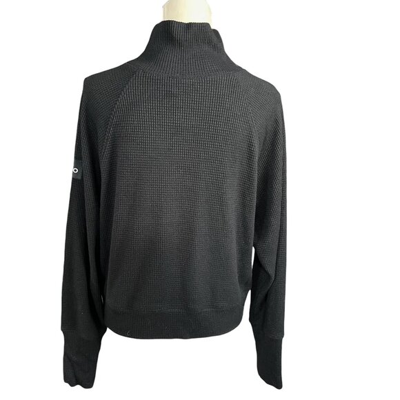 Alo Women's Waffle Weekend Escape Mock Neck Long Sleeve Black Size Medium - Picture 3 of 7